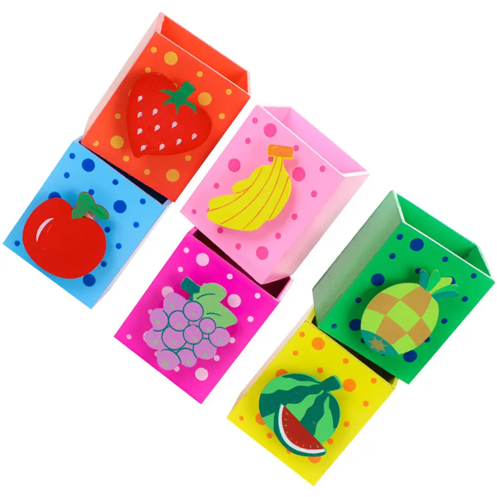 

6Pcs Creative Fruit Design Wooden Pencil Holder Colorful Pen Pot Pencil Container Desk Organizer Pen Container