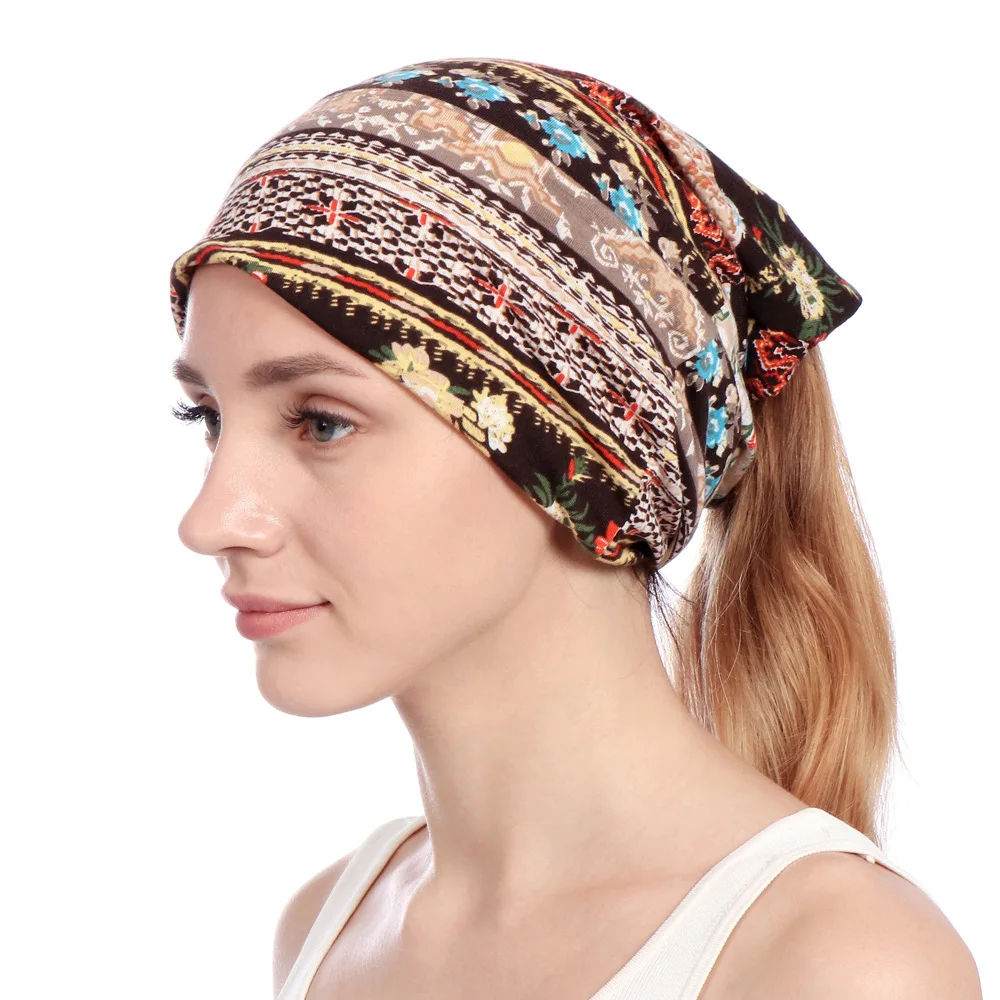 Boho Beanie Hat Stretch Sleep Turban Hats Cancer Headwear Cap