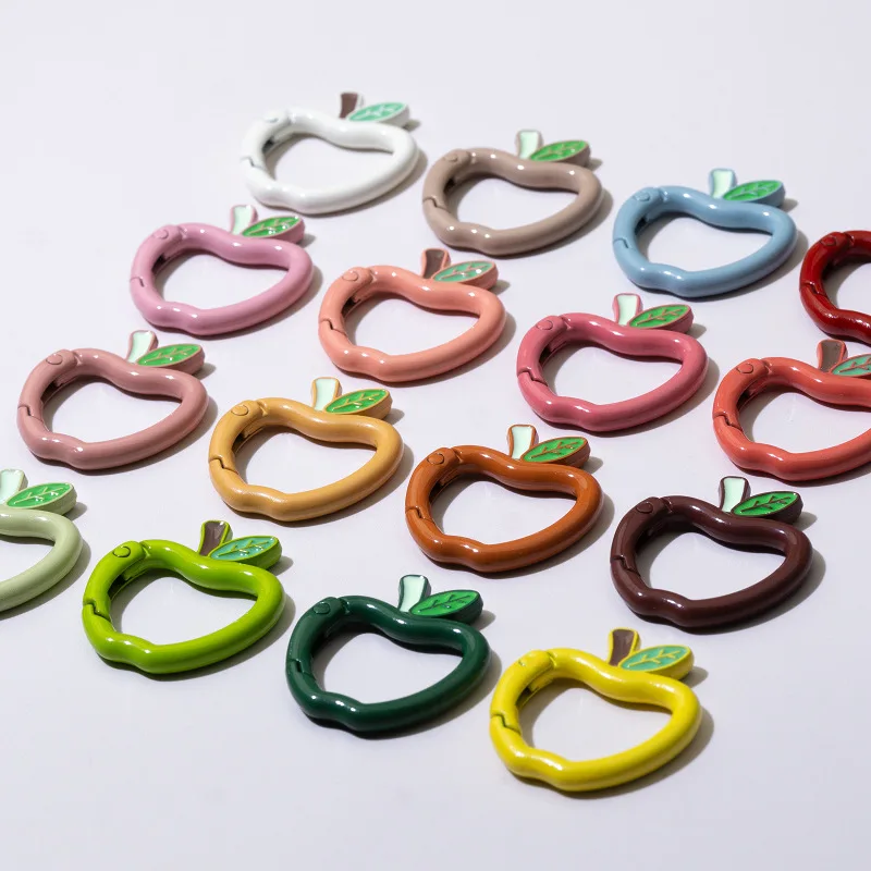 30pcs Colorful Metal O Ring Spring Clasp Openable Round Carabiner Apple Keychain Clips Dog Chain Jewelry Making Accessories