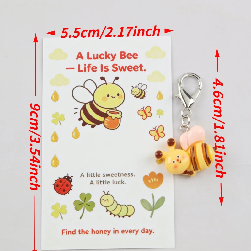 14pcs 2dMini Bee Series Keychain Set Card with accompanying incentives Universal holiday gift Can write blessing messages Perfec