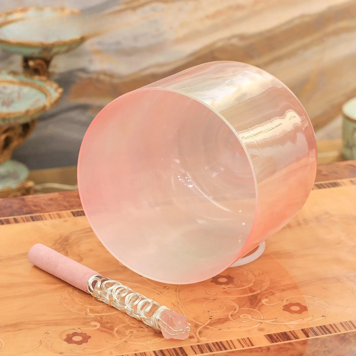 High Quality Customized Colored Three Layer Gradient Alchemy Crystal Bowl Crystal Singing Bowl for Meditation crystal bowl