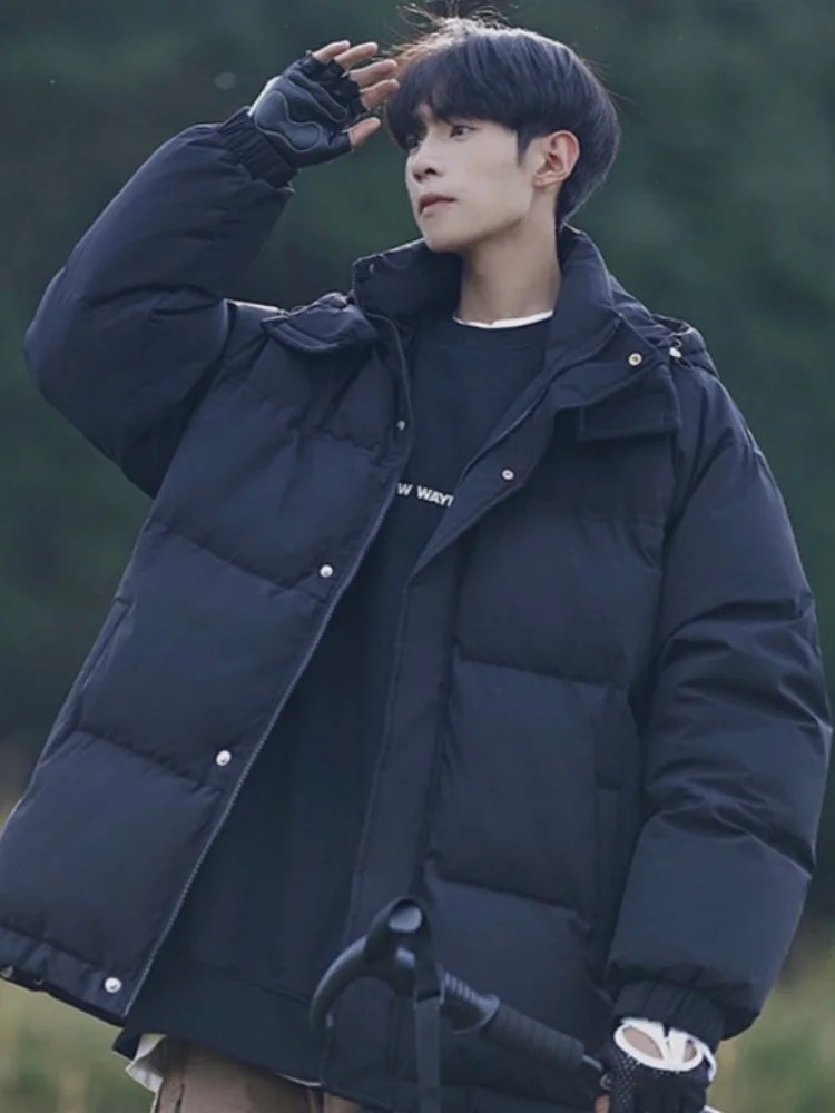 

Men's Winter Puffer Jaet Thiened Bread Sle Hooded down Coat White Du Feather Warm Large Size Winter Clothes