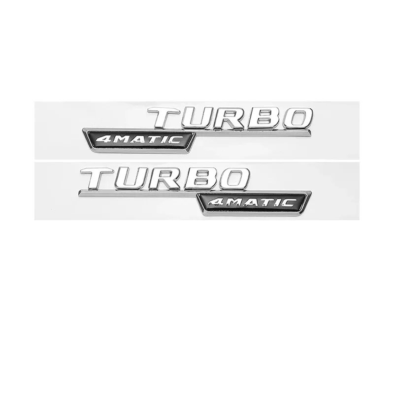 3D Flat Fo Turbo 4matic 4matic+ Plus Emblem for Mercedes Benz AMG GT E53 GLE53 A35 A45 CLA35 CLA45 GLA45 Car Fender Side Sticker