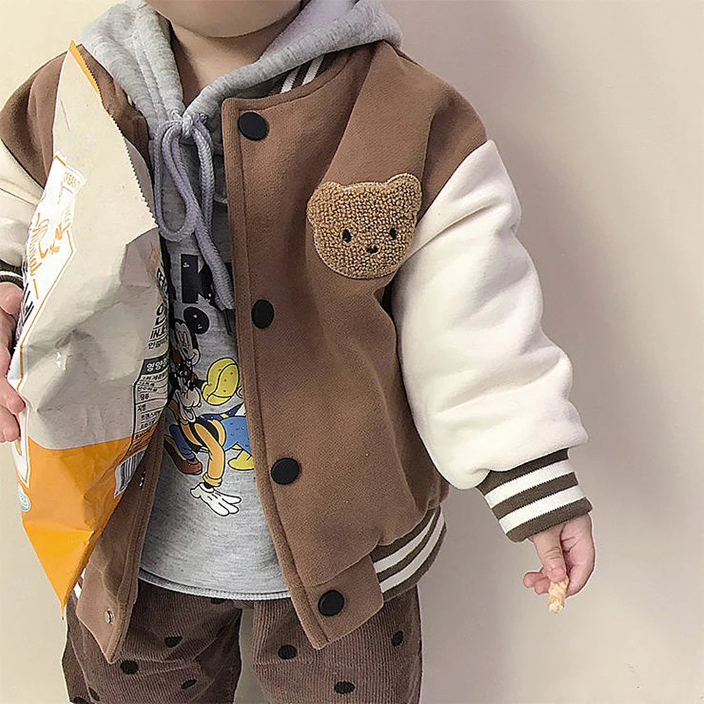 INS Fashion Baby Boy Baseball Jacket Spring Autumn Toddler Kids Thicken Coat Girls Sport Outwear Clothes 0-4Y Children Outwear