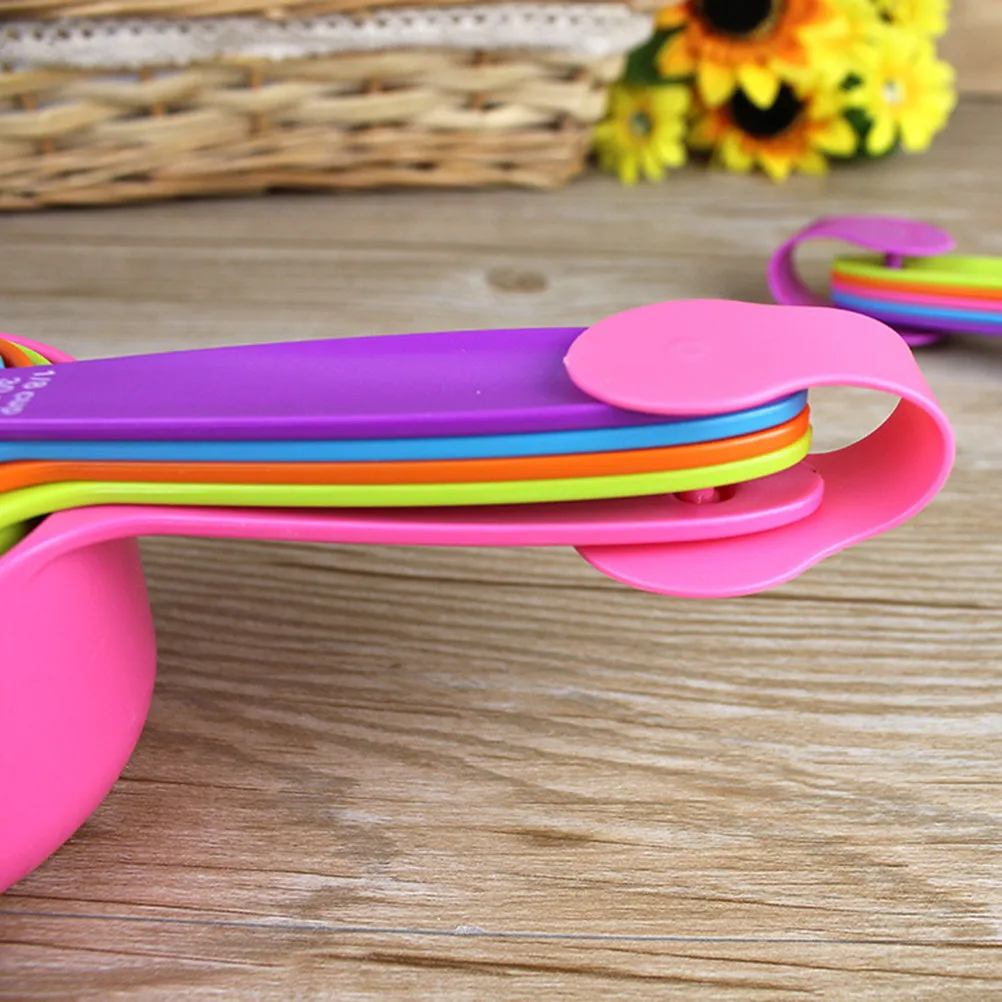 5Pcs Colorful Plastic Measuring Spoons Set for Baking Kitchen Use 30Ml 60Ml 80Ml 125Ml 250Ml Dual Metric Standard Markings