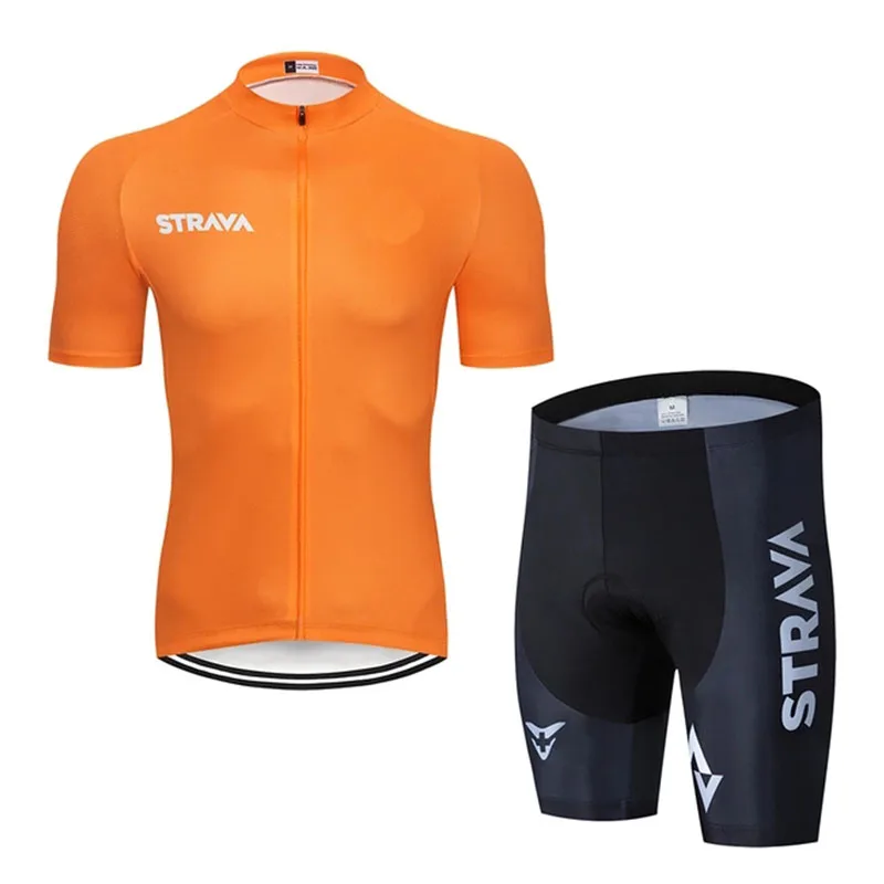 

Strava Pro Bicycle Team Short Sleeve Maillot Ciclismo Men's Cycling Jersey Sets Summer Breathable Cycling Clothing Suit