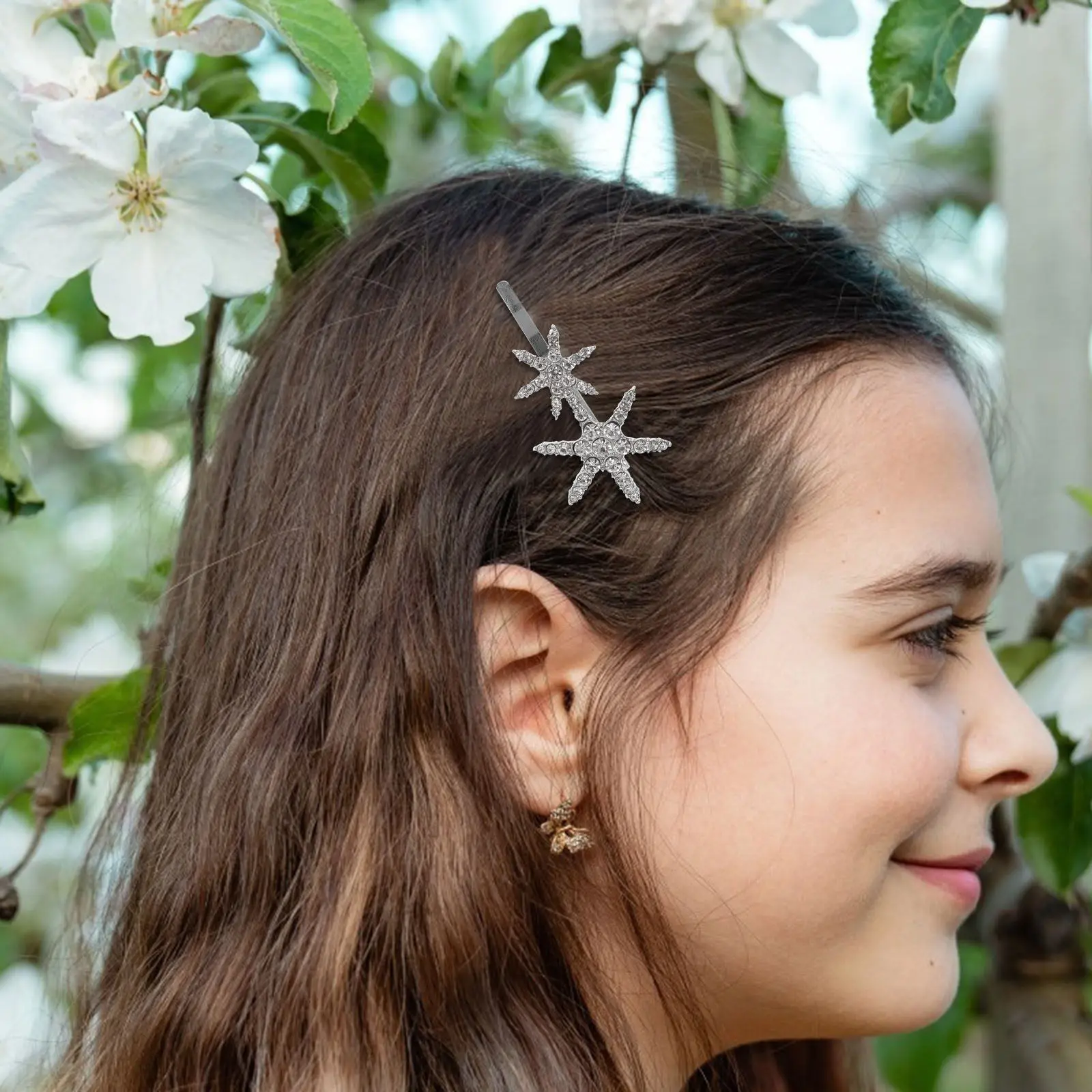 

5Pcs Star Hair Clips Rhinestones Crystal Hairpins for Women Straight Curly Ponytail Braiding Wedding Birthday Hair Accessories