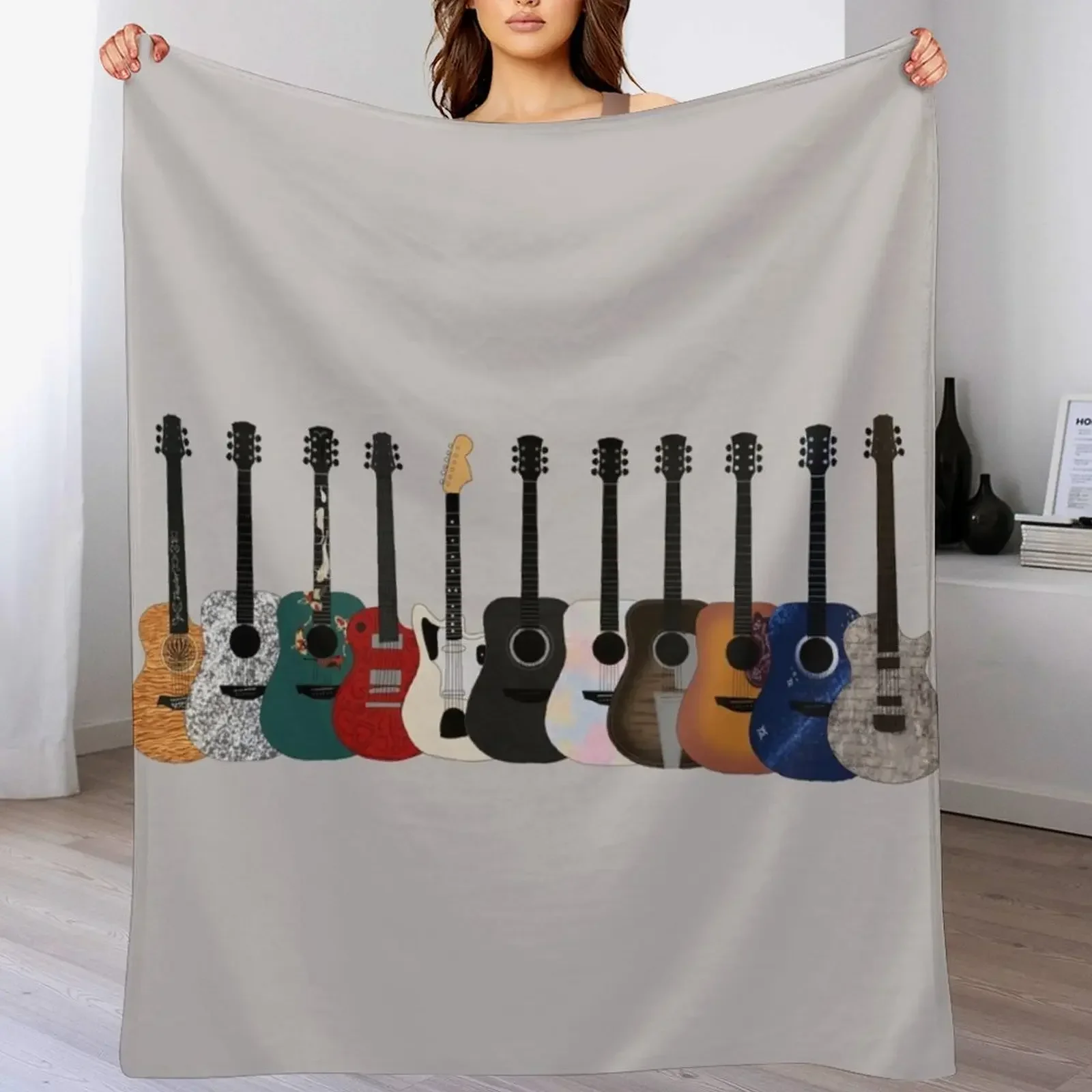 

The Era of Guitars Throw Blanket Soft Comfort Blanket for Reading Watching TV
