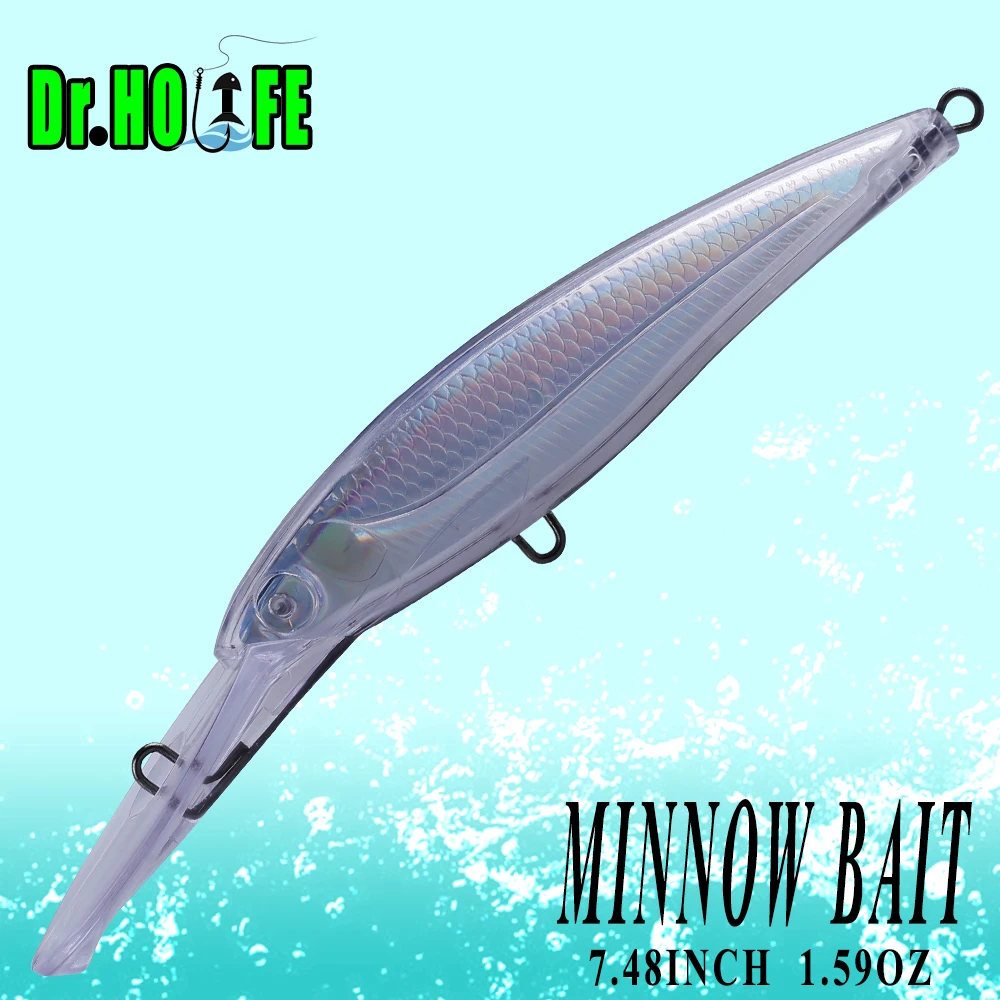 Dr.Holife 5PCS/LOT Large Sinking Unpainted Minnow Blanks Lure 19CM 45G Slient Minnow Baits Hard Bait Foil Inside For DIY Lure