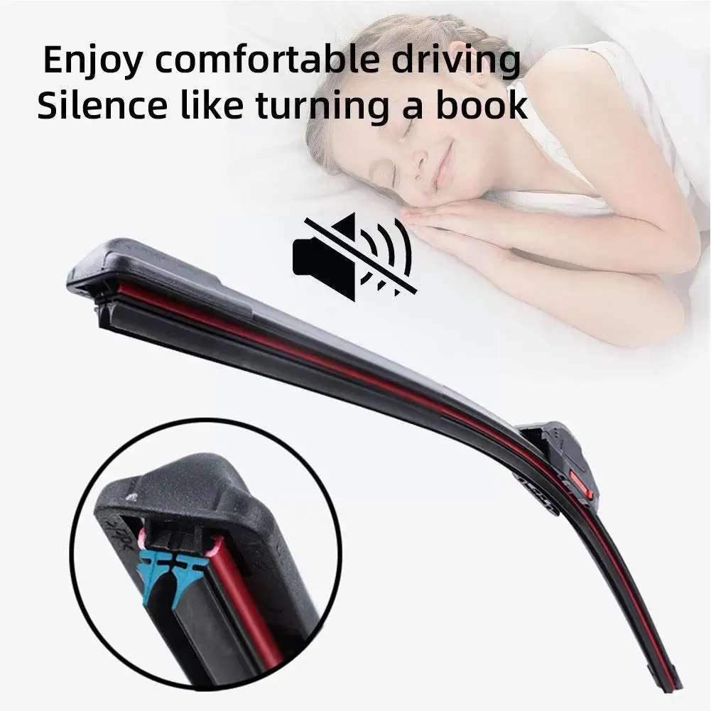 Car Windshield Wiper Blades Universal Water Repellent Bracketless Car Frameless Wipers Soft Blades Wiper Layer Double Rubbe C8S0