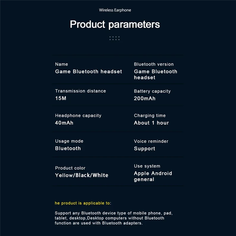 X16Pro Bluetooth 5.2 Fone de ouvido para jogos sem fio Fone de ouvido à prova d'água Fones de ouvido intra-auriculares com microfone, amarelo