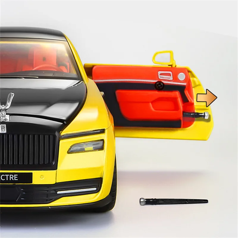 Rolls Royces Spectre-modelo de coche Luxy de aleación de Metal fundido a presión, vehículos de coche de nueva energía, modelo de sonido y luz,