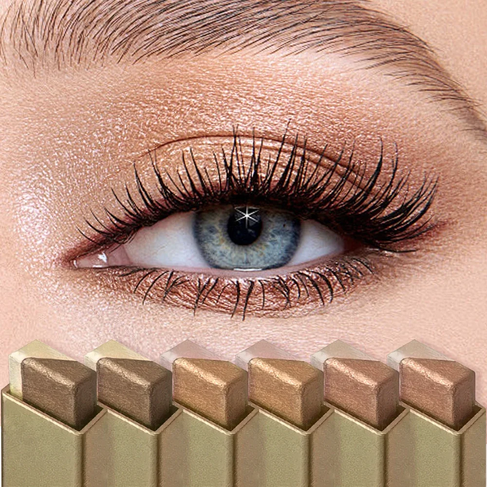 Dual-Color Eyeshadow Stick - Waterproof & sweat-proof, smooth & long-lasting. Elegant metallic design.