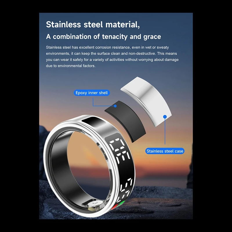 RS08 Anel Inteligente Monitor de Saúde de Freqüência Cardíaca 5ATM À Prova D 'Água Multi Modos Esportivos Rastreador de Oxigênio no Sangue com Compartimento de Carga 11