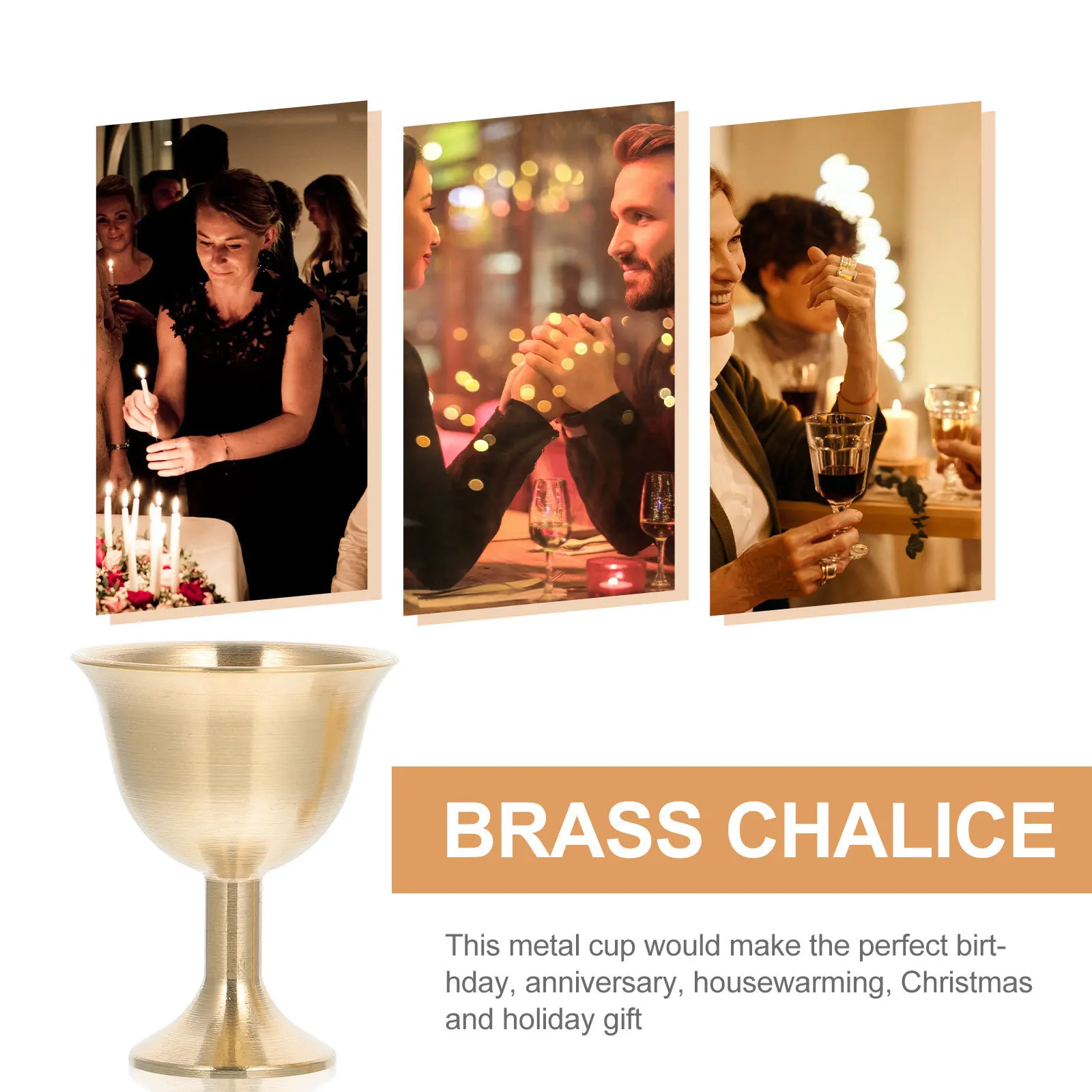 

2Pcs Small Wine Cup Smooth Finish Brass Temple Chalice Elegant Wine Glass for Gift Collection Decoration Brass Chalice