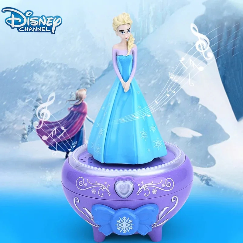 Disney Elsa Rotate Music Box Cartoon Cute Music Box Child Birthday Present Party Furniture Decoration