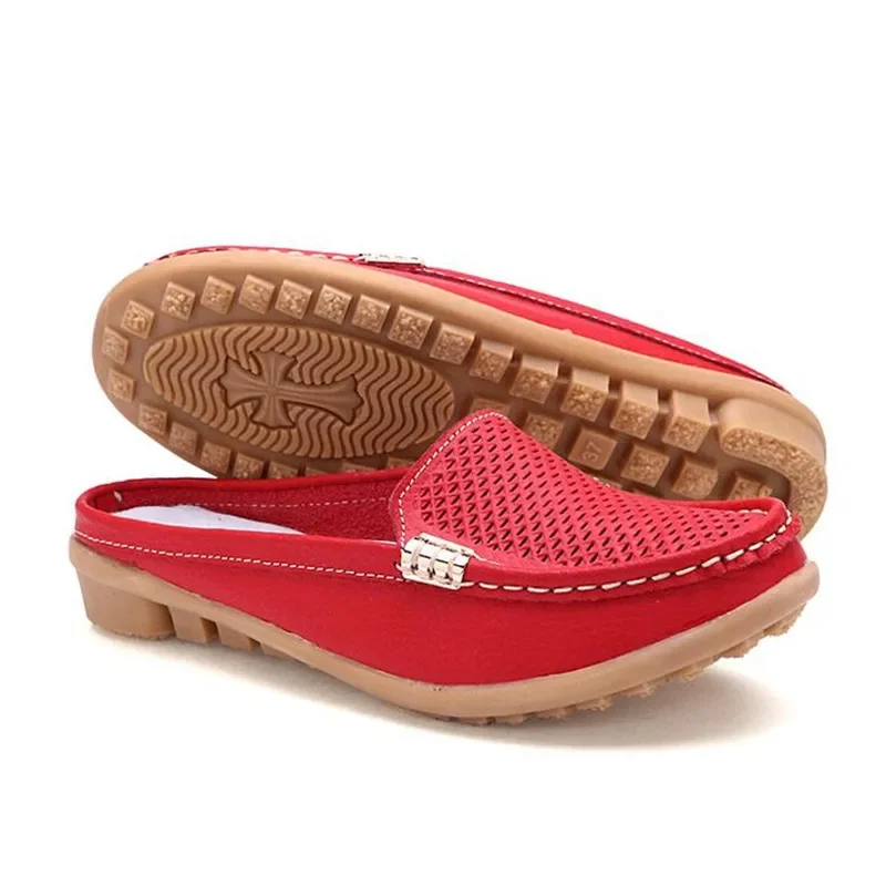New arrival solid women  summer slippers flip flops Genuine Leather flat Slippers ladies slip on flats clogs shoes woman