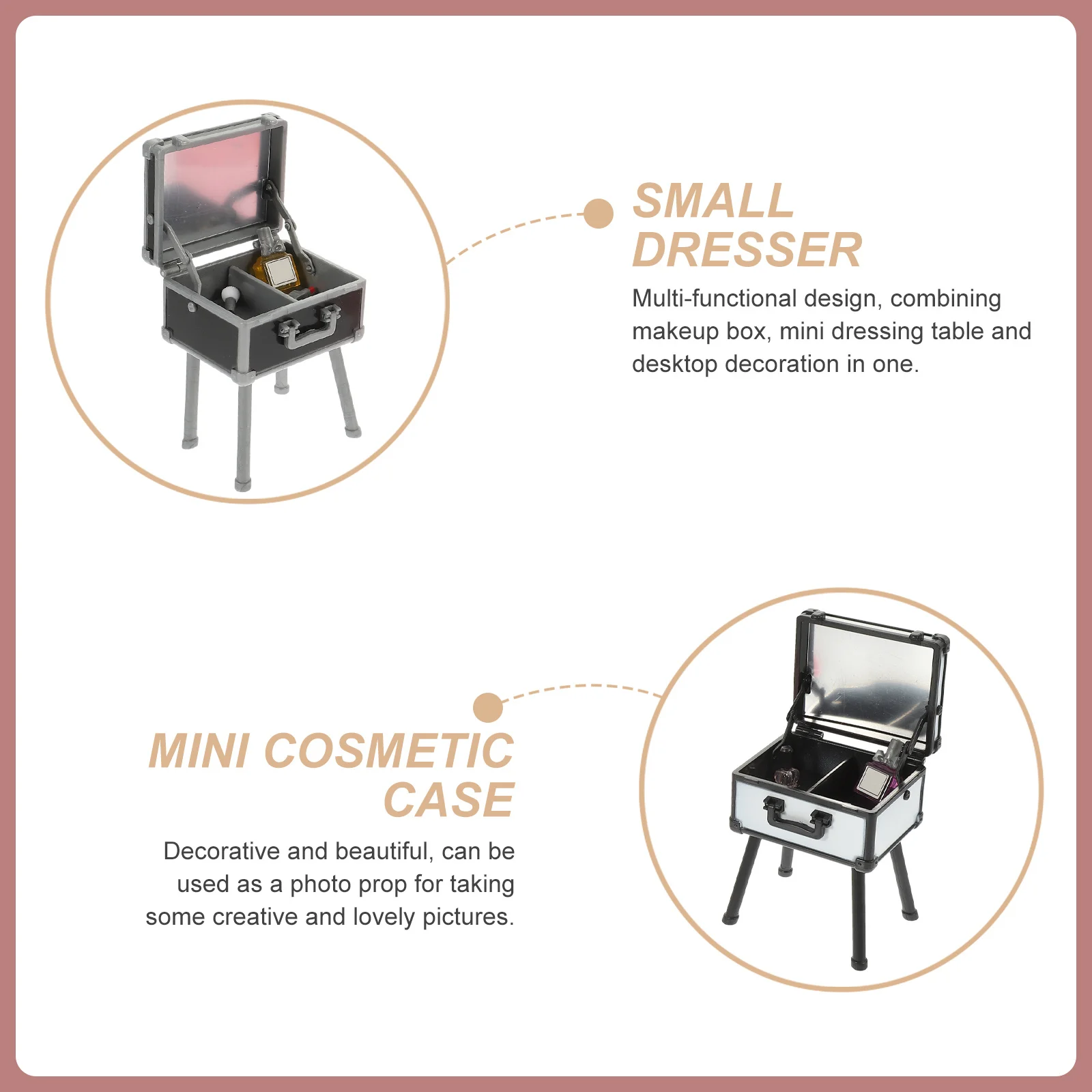 3 قطعة صندوق مكياج صغير محاكاة ديكور مشهد مصغر لتخزين الأثاث الصغير للمنزل صندوق مستحضرات التجميل الصغيرة