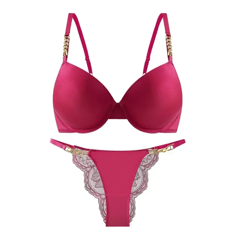 Sexy Bra and Panty Sets Women Seamless Brassiere Rhinestone Lingerie Smooth Surface Bralette Gathering Chest Push Up Underwear