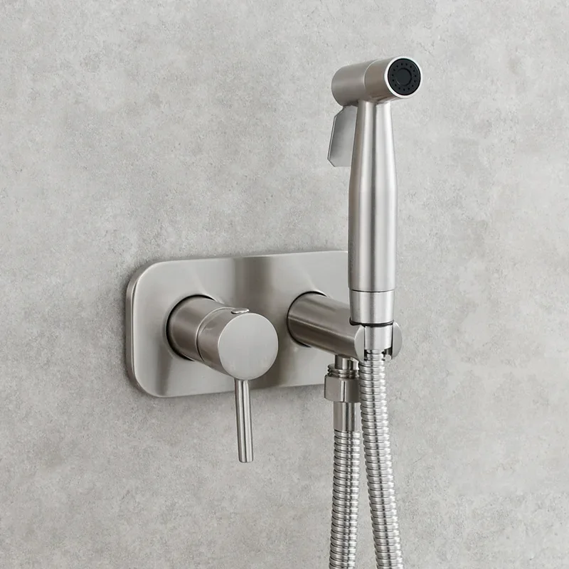 Brushed Gold Copper Handheld Bidet Sprayer Set Handheld Toilet Bidet Faucet Sprayer Shower Nozzle Self Cleaning Toilet Tap