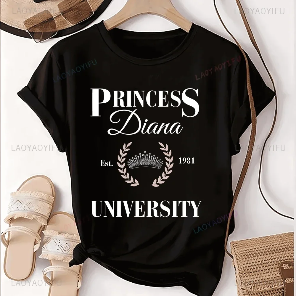 Princesa Diana Quotes Commemorative Printed T-shirt Top Neutral Trend Harajuku Short Sleeve Unisex Shirt Pattern Large T-shirt