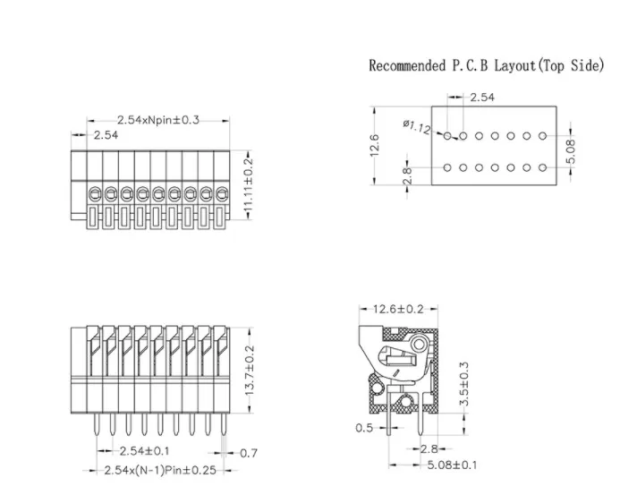 50/100pcs  2P-24P KF141R-2.54 DG141 Spring Terminals Connector PCB Terminal Block KF141R