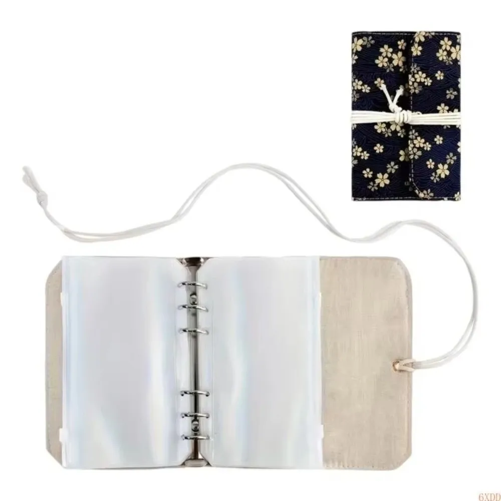 Zippered Binder Pocket Detachable Ring Needle Storage Bag 6 Hole PVC Removable PVC Binder Knitting Needle Case