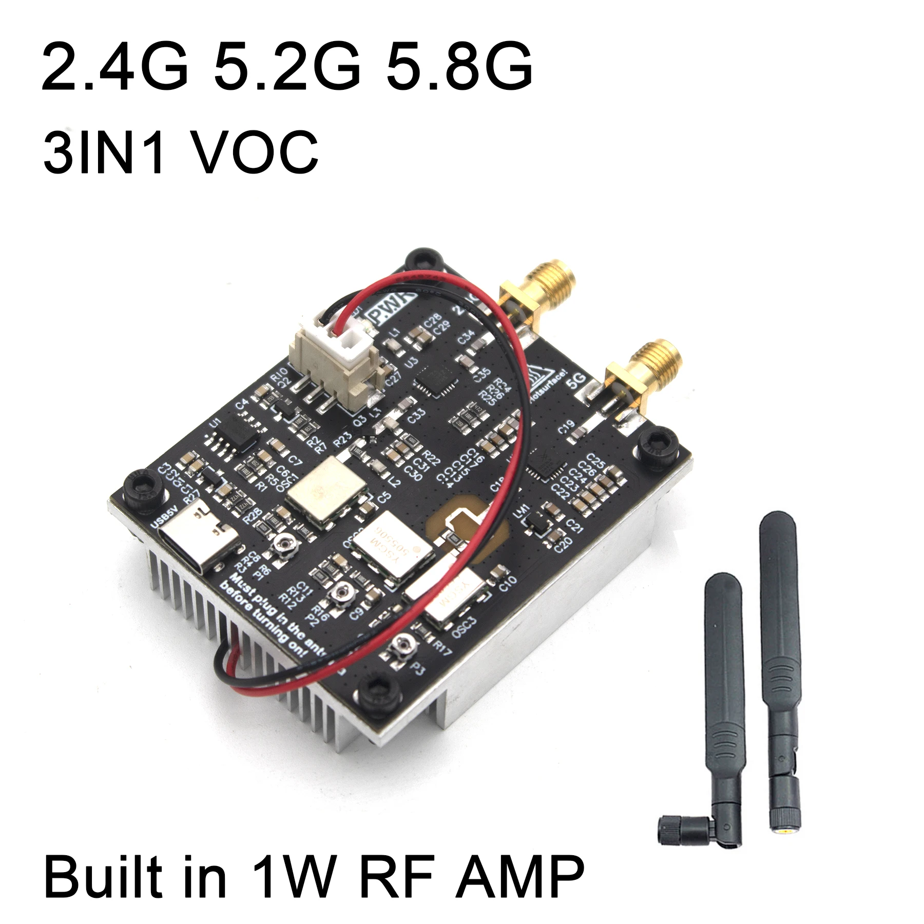 

2.4Ghz 5.2Ghz 5.8Ghz 1W Broadband Sweep Power Source 3IN1 2.4G 5G 5.8G WIFI Amplifier Module W WIFI Antenna