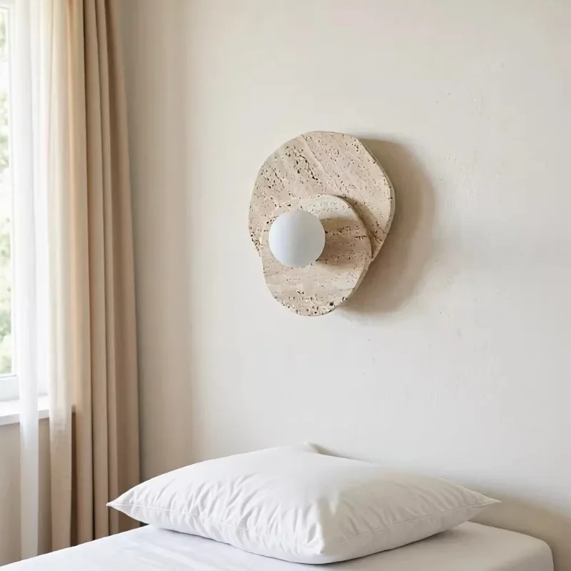 Industrial Vintage Indoor Stone Shell Pearl Shape LED Wall Lamps Creative Lustre Lights for Bedroom Home Decoration Chandeliers