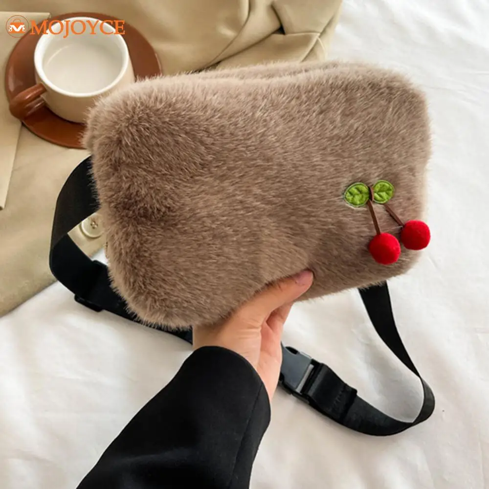 Autumn Winter Plush Women Chest Bag Fluffy Soft Waist Bag Furry Bum Bag Ladies Solid Versatile Fuzzy Crossbody Shoulder Bag 2024