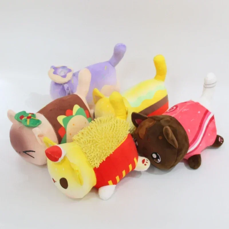 Aphmau Meows Cat Plush Toy Soft Meemeow Stuffed Dolls Donut Cat Kawaii French Cheeseb Fryurger Food Plushies Christmas Gifts