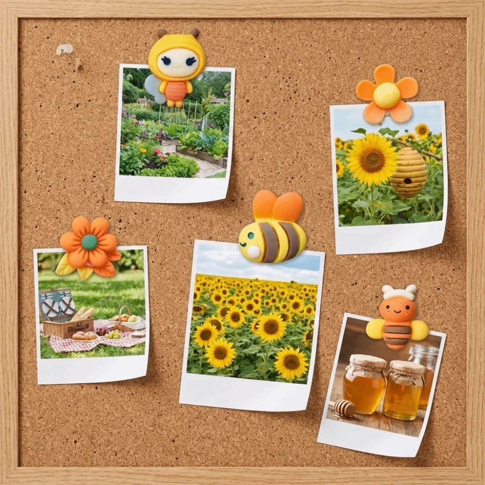 30Pcs Portable 3D Bee Flower Push Pins DIY Reusable Thumb Tacks Easy Install Multifunctional Board Thumbtack Wall Markers