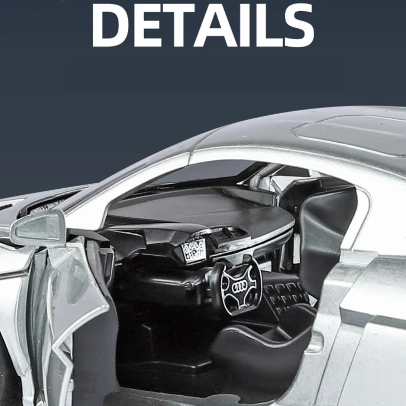 Nuevo 1:24 R8 LMS GT2 supercoche de aleación modelo de coche sonido y luz tirar hacia atrás juguete para niños coleccionables regalo de cumpleaños