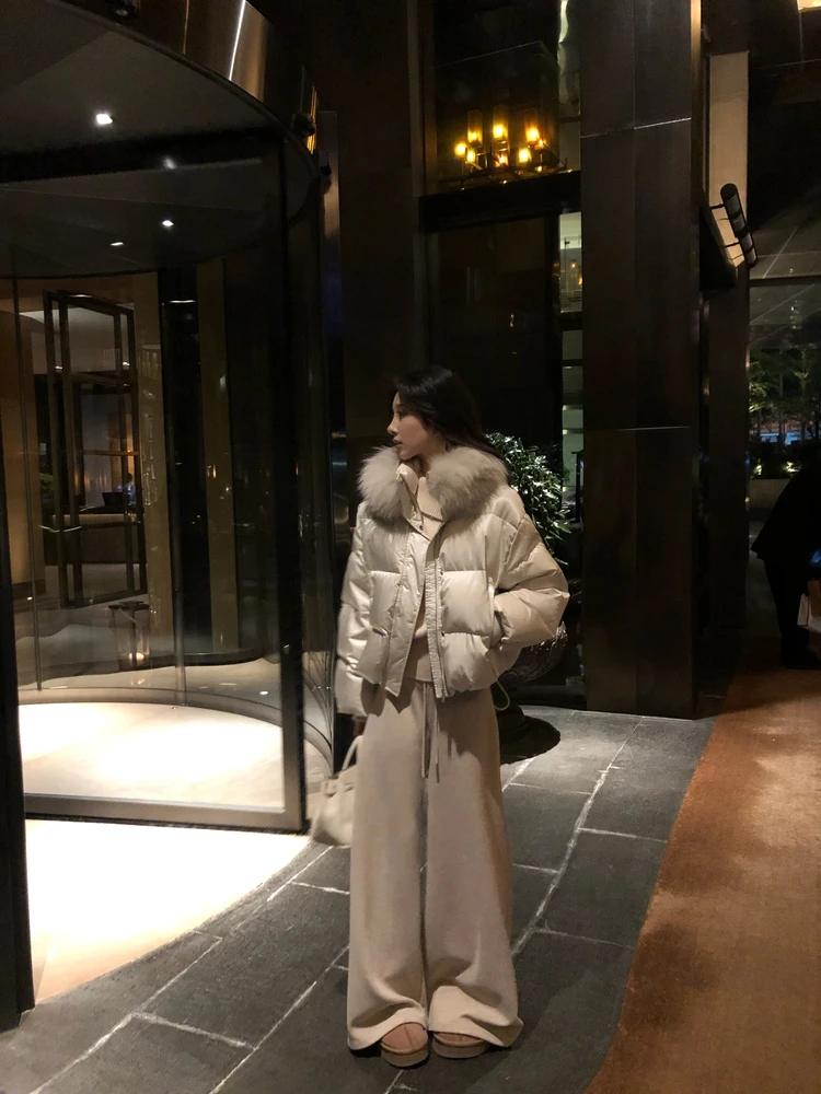 

Женская вязаная кофта на осень-зиму с воротником из искусственного меха, свободного кроя, удобная, с высоким воротником, длинными рукавами, теплая, термо.