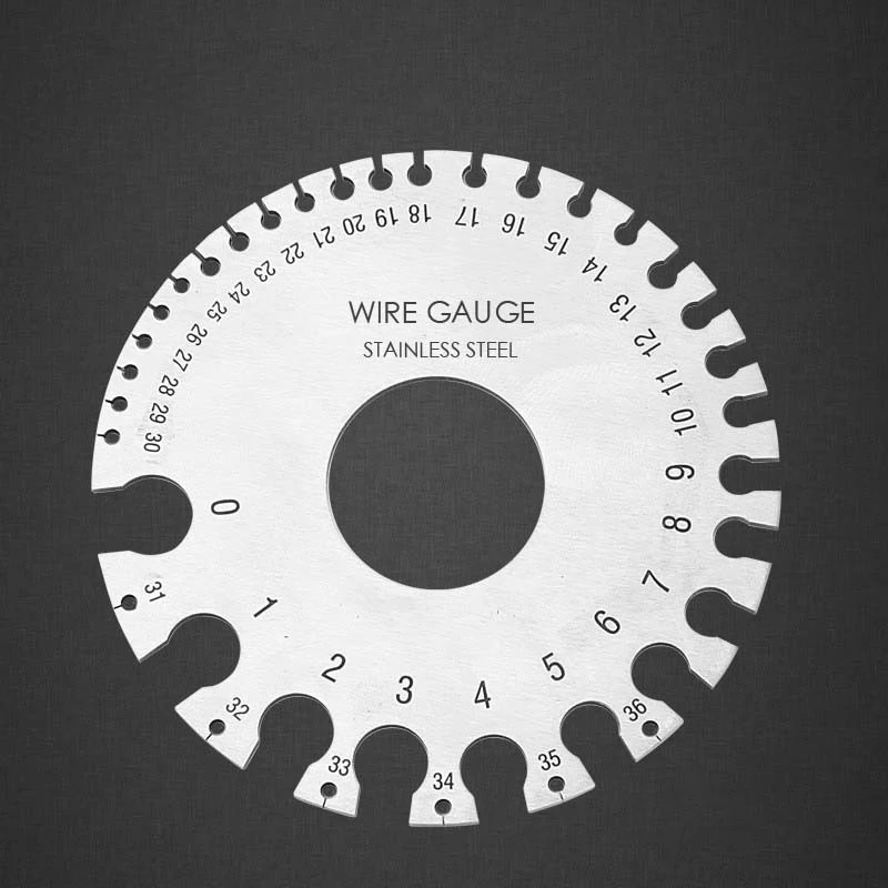 0-36 Round AWG SWG Wire Gauge spessore righello calibro diametro strumento misuratore in acciaio inossidabile