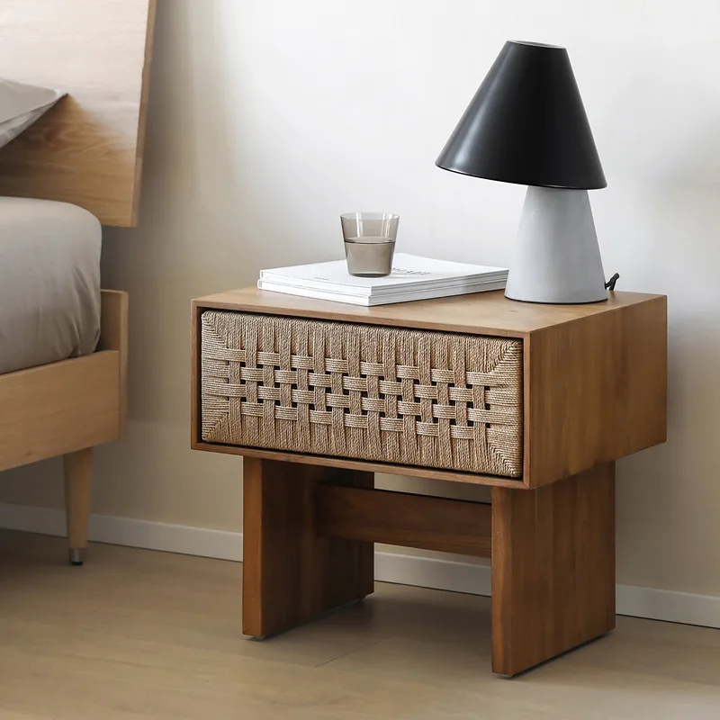 Woven Drawer Side Cabinet Square Simple Small Cabinet B & B Hotel Braided Rope Furniture