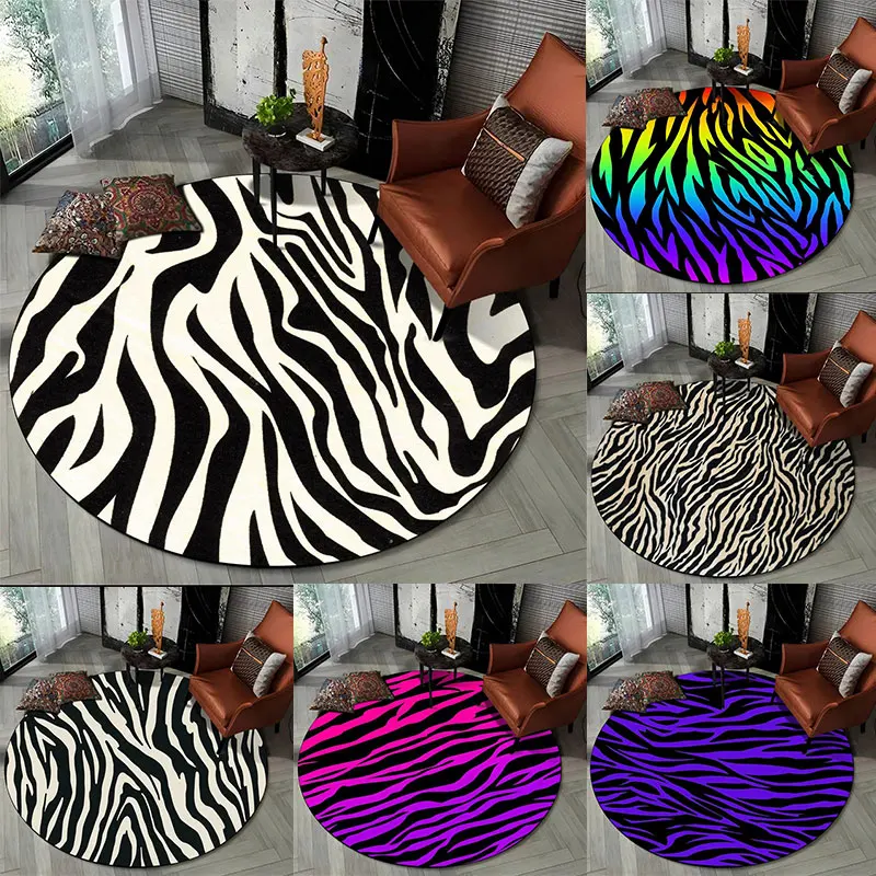 3D Bunte Zebra Streifen Druck Muster Runde Teppich Teppich für Wohnzimmer Schlafzimmer Kind Spielzimmer Dekor, Haustier Bereich Teppich rutschfeste Matte