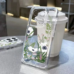 Clear Flower Leaves Case For Xiaomi 13T 11T Pro Poco X5 X6 F6 Redmi Note 13 12 11 10 Pro 11S 13C Mi 11 Lite 5G NE Soft Cover