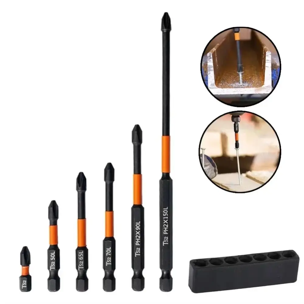 

3PCS S2 Impact Screwdriver Bit 50-70mm Anti-Slip Screwdriver Set PH2 Cross Anti-Rust Magnetic Cross Screwdriver