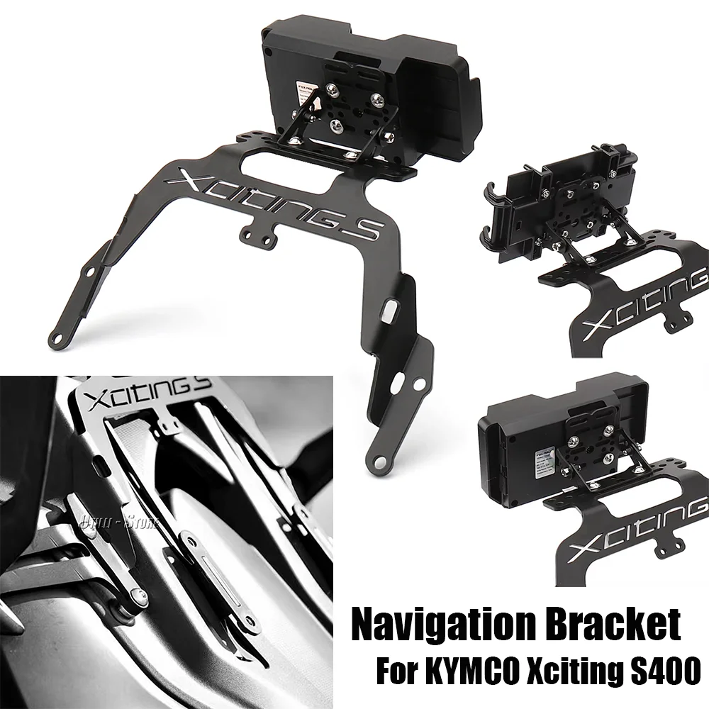 New Motorcycle Accessories Black GPS Navigation Bracket With Logo Phone Holder For Kymco XCITING S 400 Xciting S400