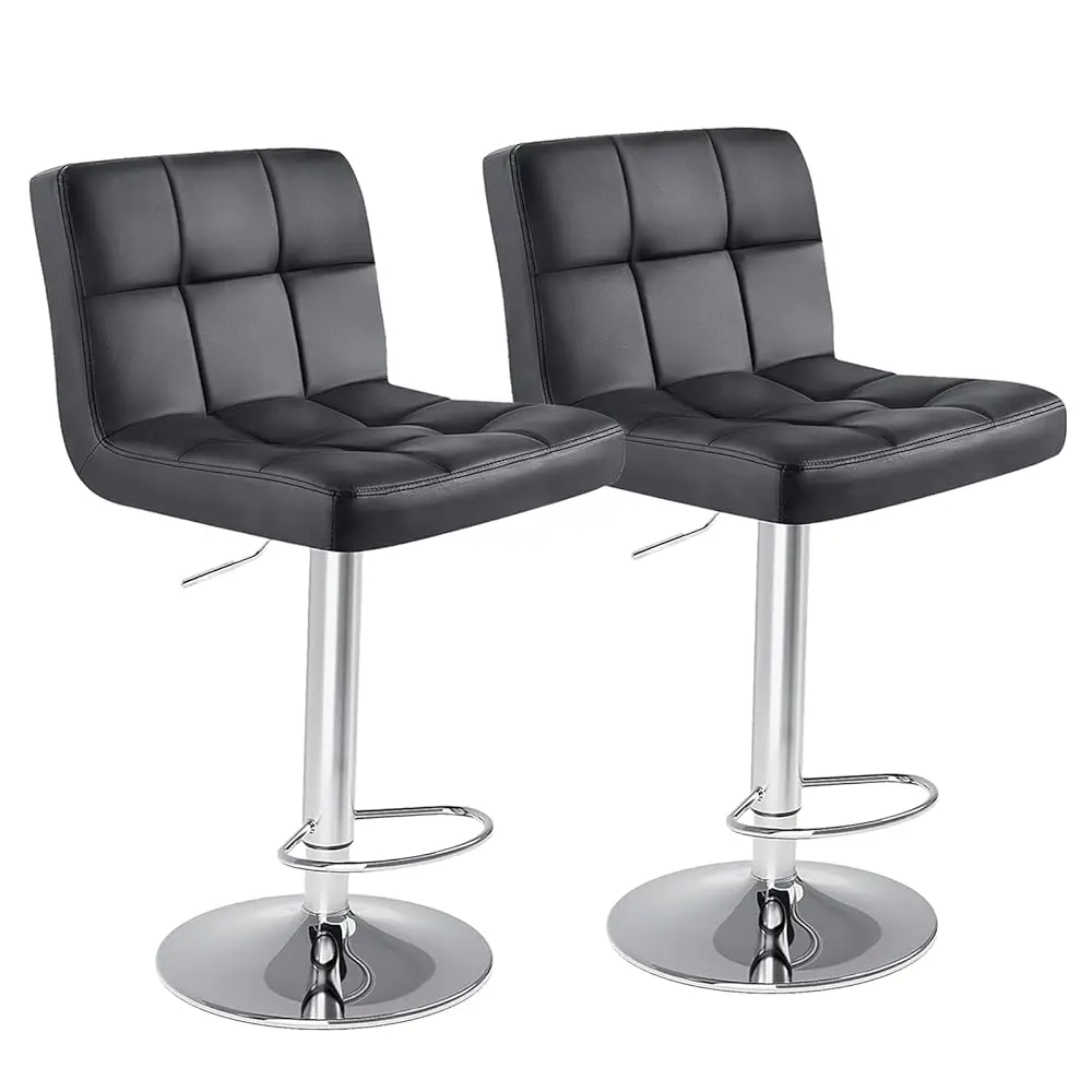 

Pu Leather Adjustable Swivel Barstools With Back