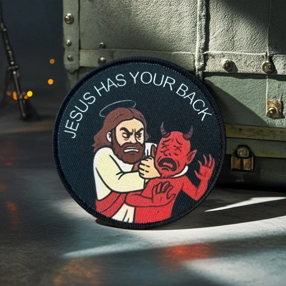 Picture 6: Jesus Has Your Back Tactical Patch Funny Hook&Loop Patches Armband Military Morale Badge Chevron Backpack Vest Stickers