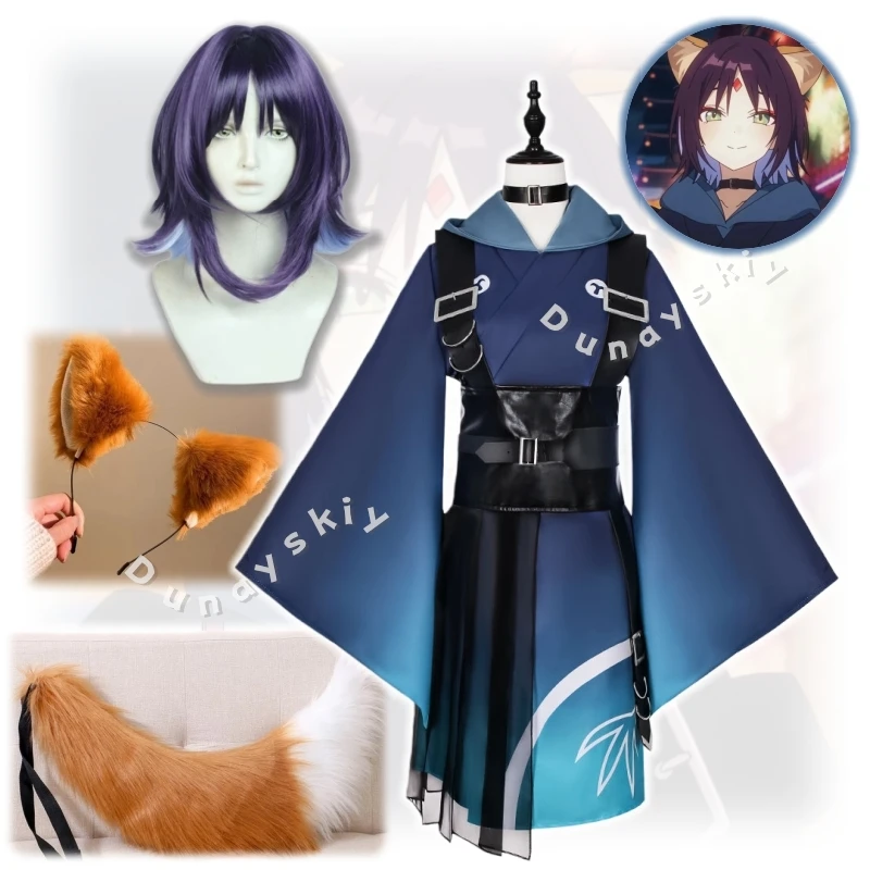 Anime Princesa Cósmica Kaguya! Disfraz de Iroha Sakayori, peluca Kemonomimi y cola, estilo japonés, para Halloween