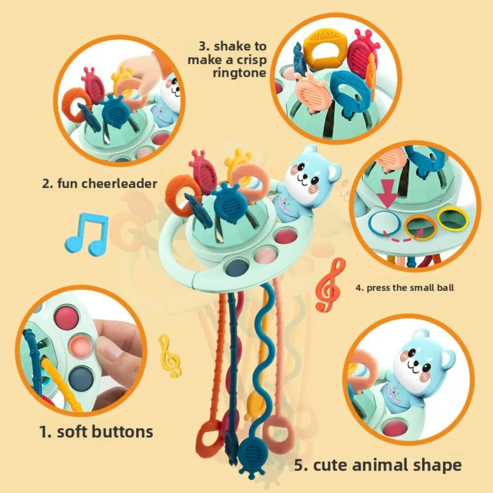 Jouet sensoriel en Silicone souple pour bébé, pour l'apprentissage précoce, le développement Tactile, ours pressable à croquer, pour activité de jeu tactile infantile