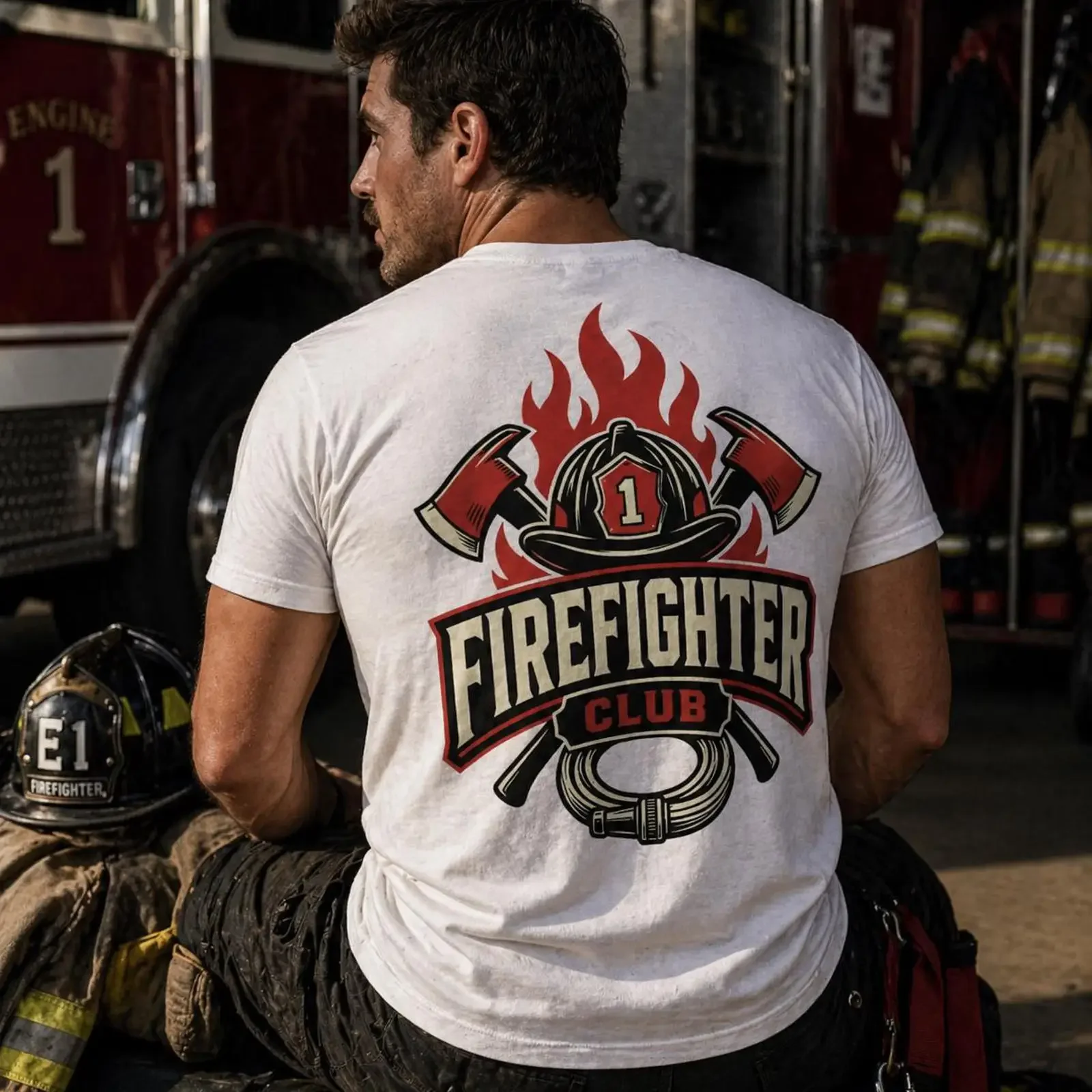 Firefighter Club T Shirt Fireman Fire Dept First Responder Hero Apparel vintage Washed Comfortable Slightly Stretched