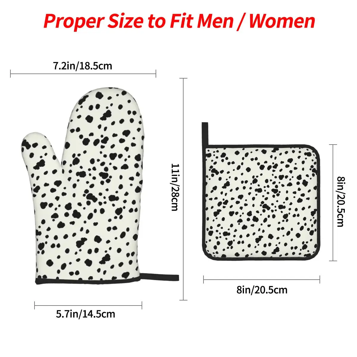 Dalmatian Dog Texture Oven Mitts and Pot Holder Sets of 4 for Baking Kitchen Cooking BBQ Resistant Non-Slip Gloves