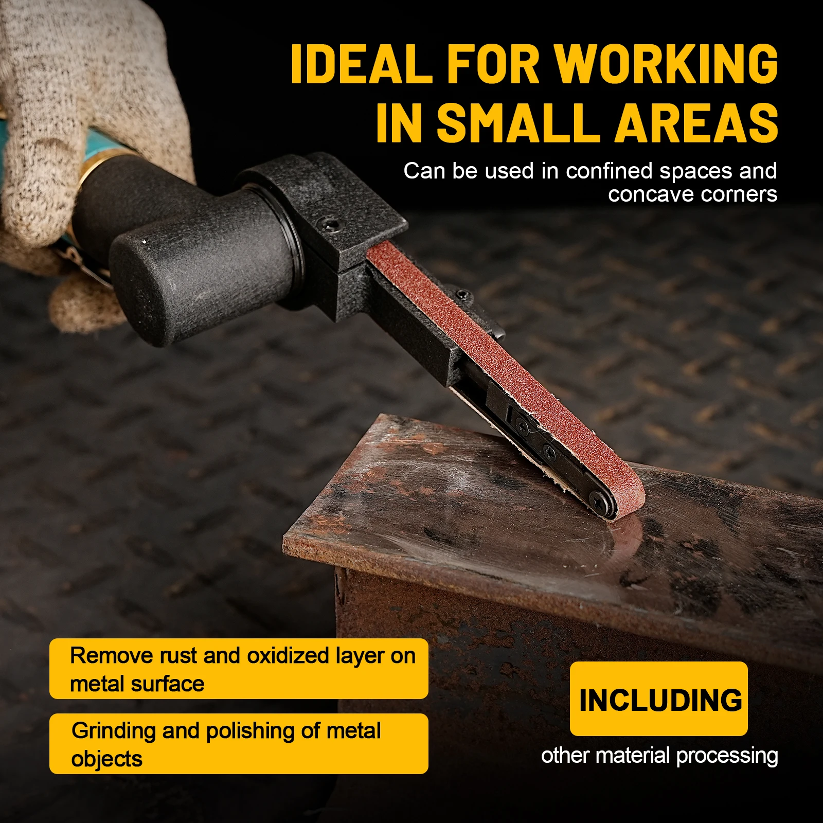 330x10 مللي متر حزام هوائي صغير ساندر أداة تعمل بالهواء المضغوط مع 12 قطعة أحزمة 60/80/120 حصى للألمنيوم الحديد الصلب الخ تلميع المعادن