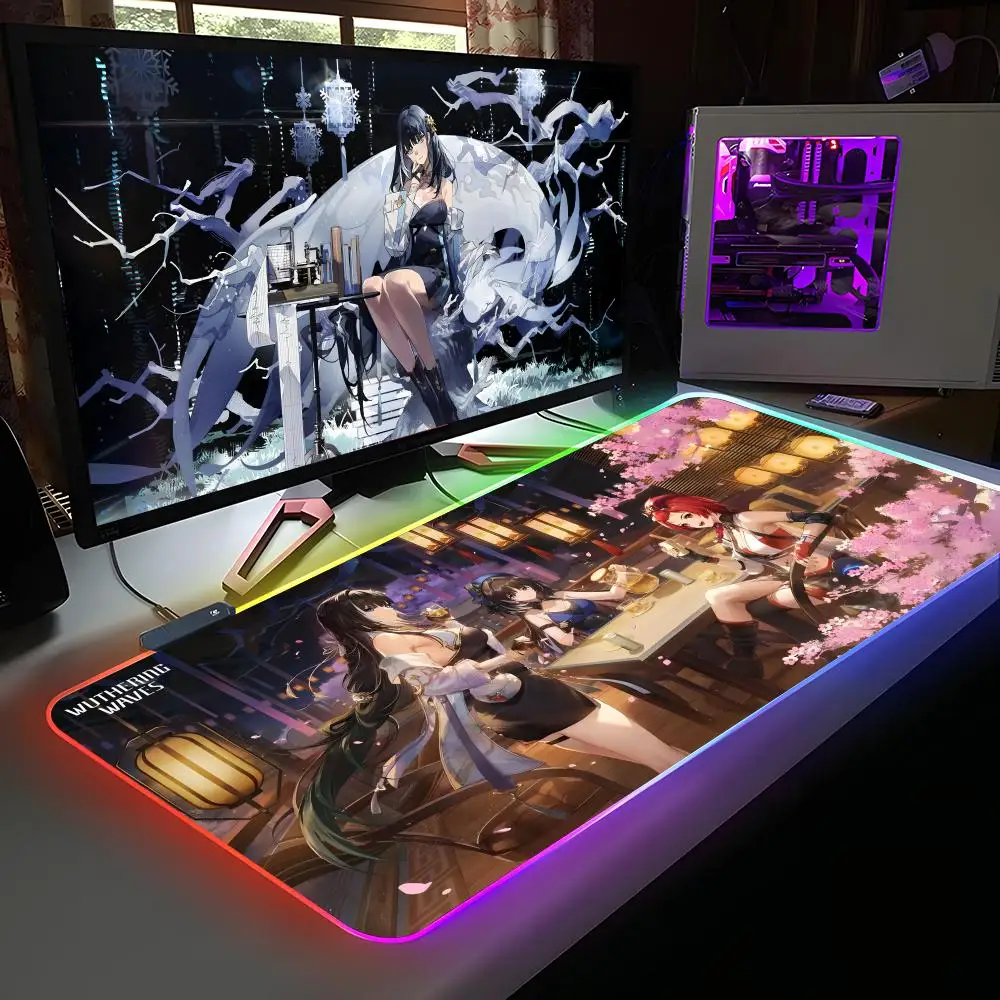 

Wuthering Waves Baizhi Mouse Pad RGB Rubber Computer Laptop Official Game Colored esports Aesthetic Pretty Fashion Luxury Mat