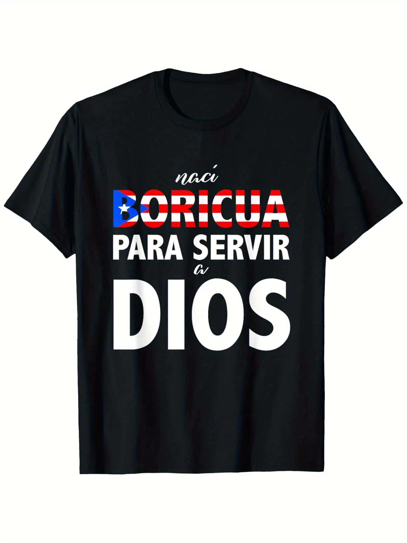 Puerto Rican Flag Frases Religiosas Bandera Puerto Rico T-Shirt, Loose style new unisex short-sleeved T-shirt, casual
