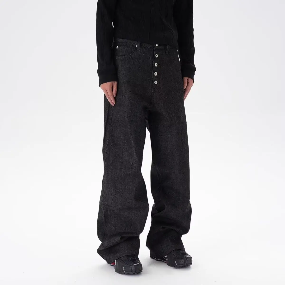 

Женские винтажные прямые широкие джинсы, осенние мешковатые джинсовые брюки унисекс с высокой талией Y2k, женские брюки с высокой талией в уличном стиле